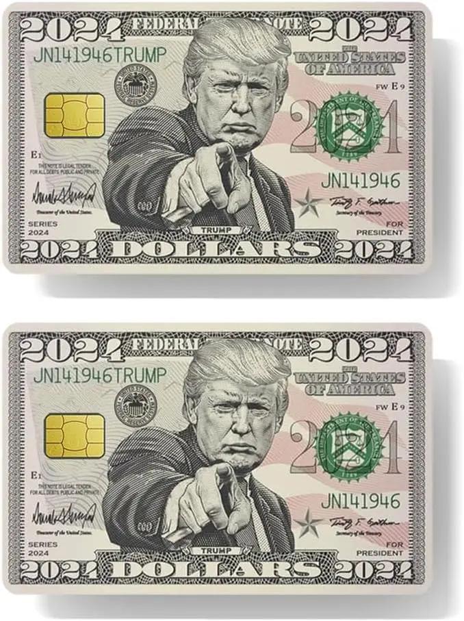 Trump 2024 Dollar Bill Credit Card Sticker Skins – 2-Pack Anycustomproduct.com