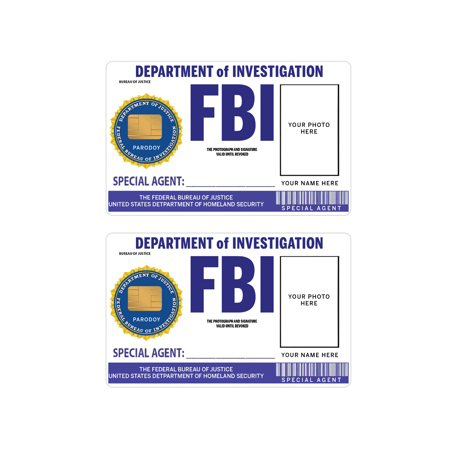 Custom FBI Agent ID Card Skin (2-Pack) | Personalized with Your Photo & Name Pro Unbranded