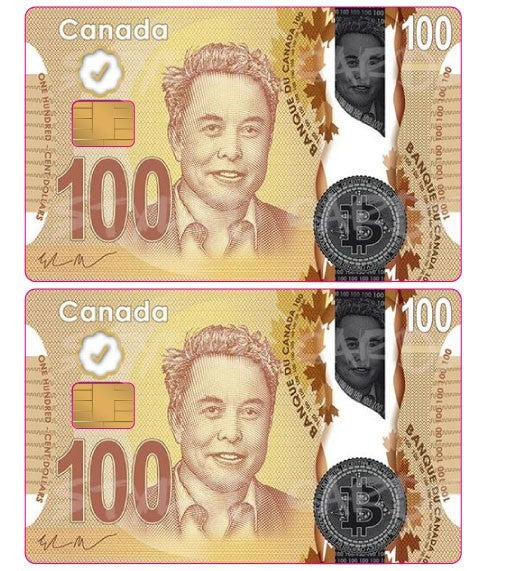Elon Musk $100 Bill Card Skin Sticker Vinyl Debit ATM Parody Decal Unbranded