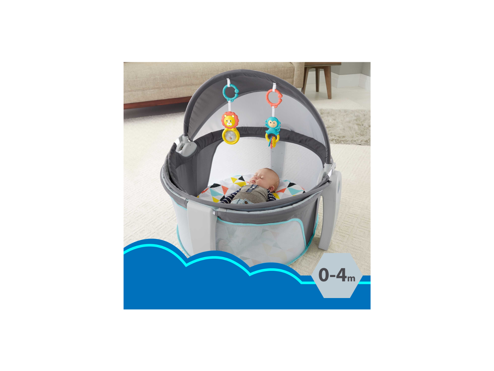 Fisher-Price On-the-Go Baby Dome Portable Bassinet Play Yard Windmill UPF 20 Fisher-Price