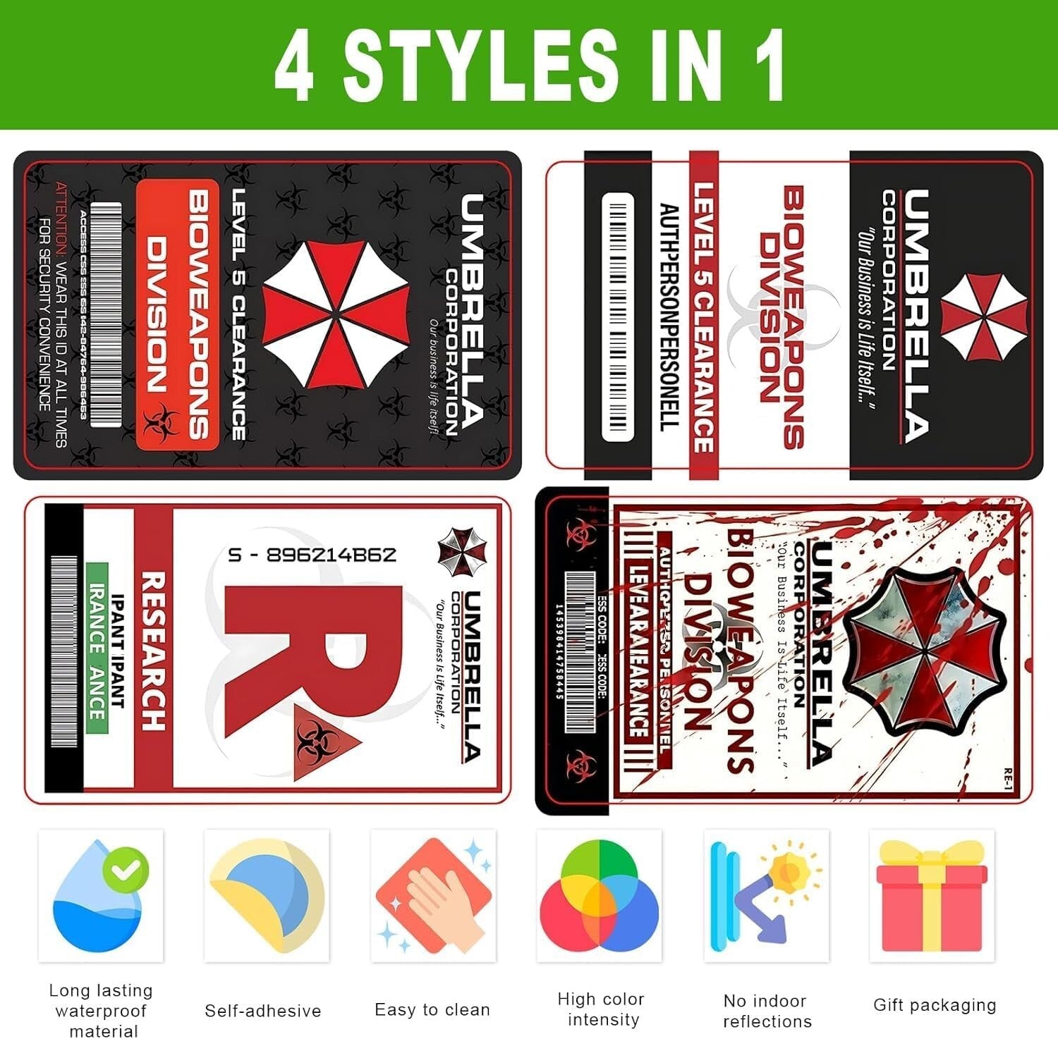 Credit Card Skin 4PCS Umbrella Corporation Credit Card Skin Sticker Cover Any Custom Product