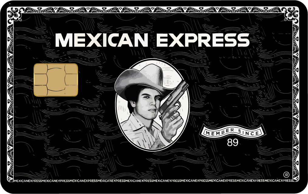 Mexican Express Card Skin (4-Pack) | Funny AMEX Parody | Gold, Platinum, Black Any Custom Product