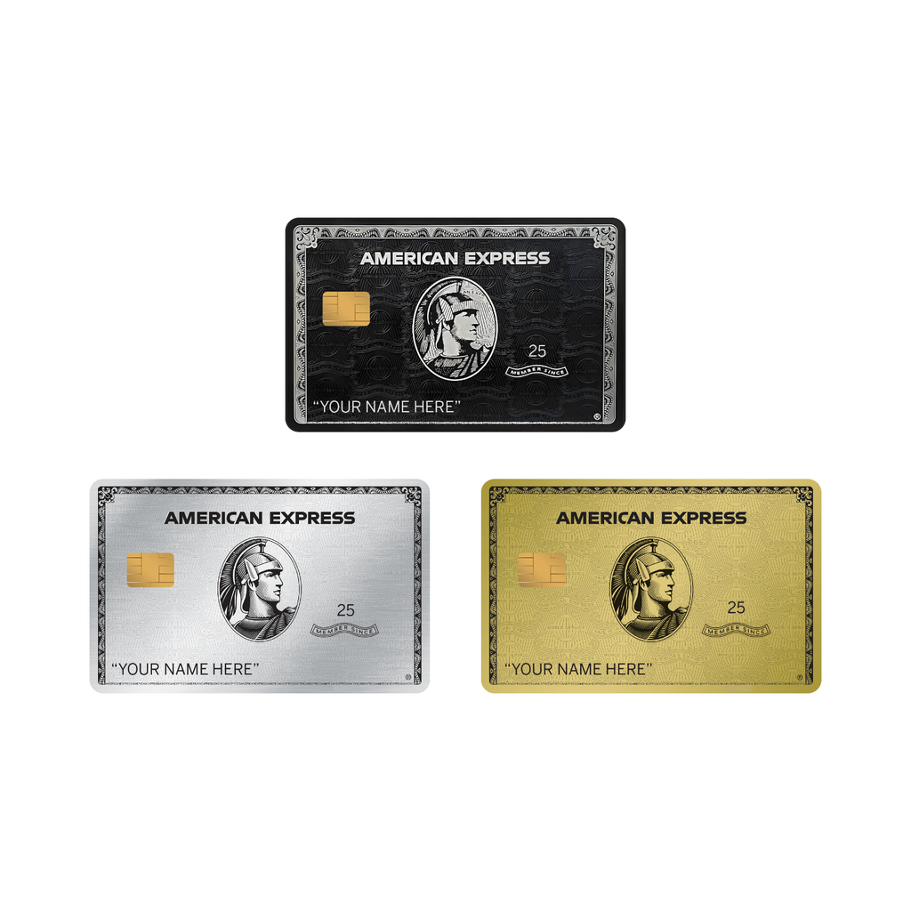 Custom AMEX Card Skin (3-Pack) Gold, Platinum, Black | Personalized Name S-Chip Anycustomproduct.com