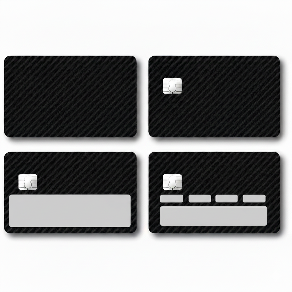 4-Pack Carbon Fiber Black Credit Card Skin Vinyl Decal Sticker Cover All Cuts Any Custom Product