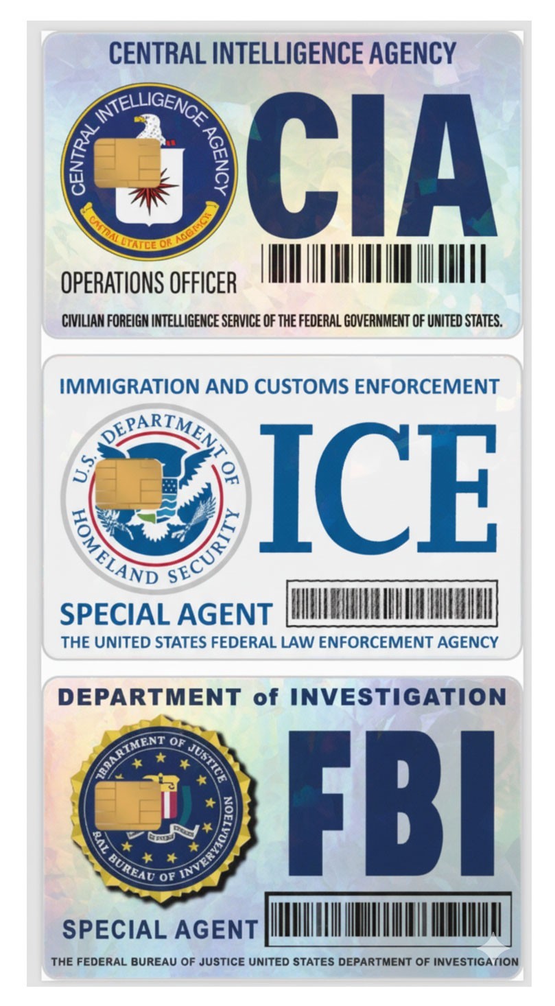 6-Pack Holographic ICE CIA FBI Card Skin Sticker Bundle Decal Gag Gift Parody Vi Unbranded/Generic