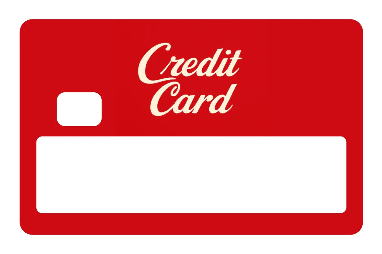 Classic Credit Card Red Retro Decal 4 Pack Script Font All Chip Cutouts Any Custom Product