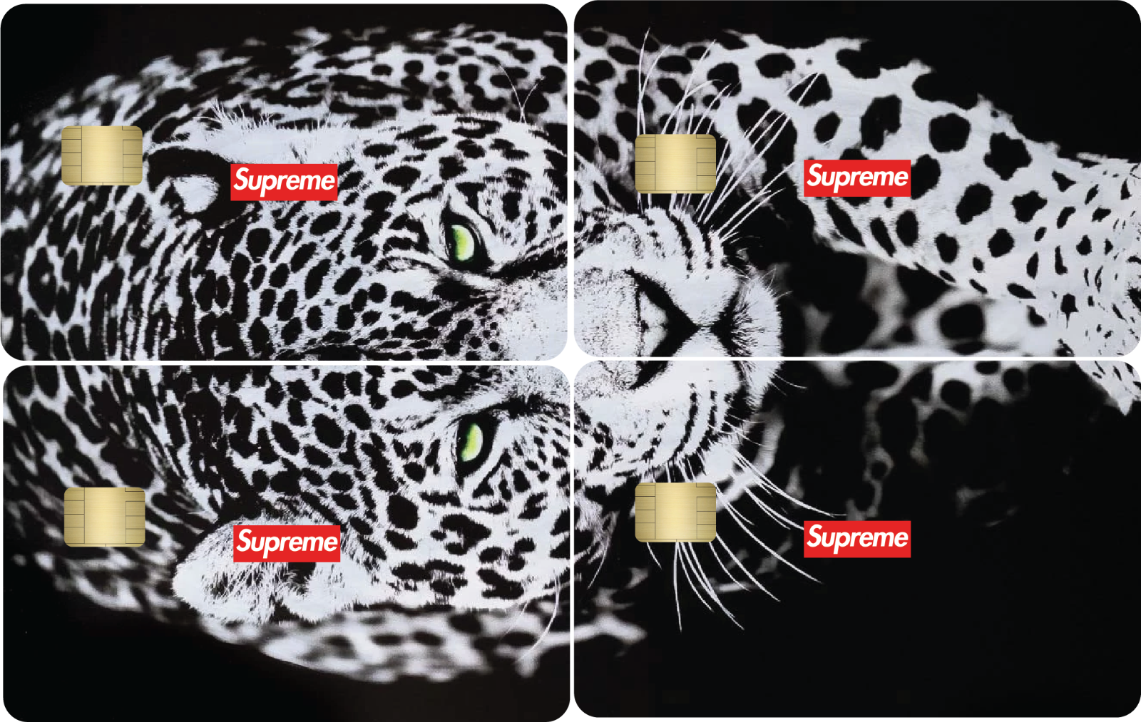 Supreme Leopard Print Sticker (4-Pack) | Hypebeast Parody | Credit Card Skin Dec Supreme