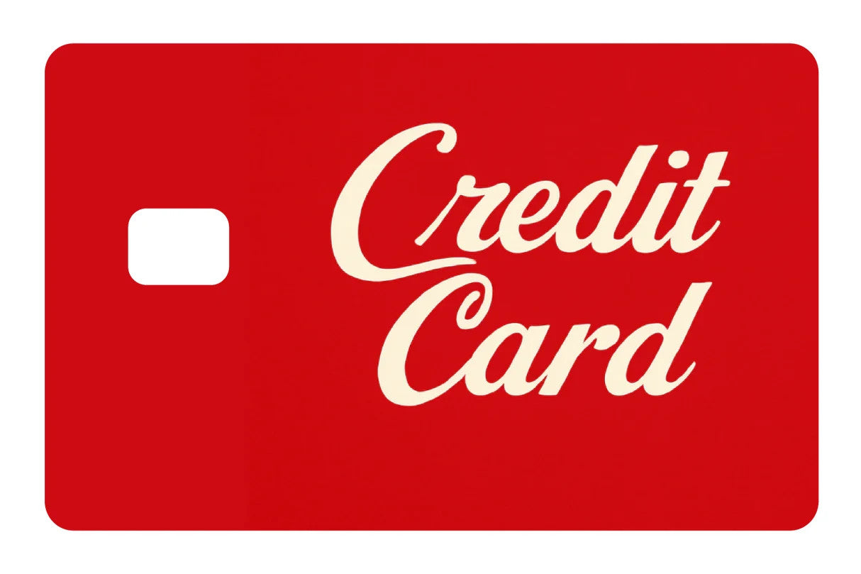 Classic Credit Card Red Retro Decal 4 Pack Script Font All Chip Cutouts Any Custom Product
