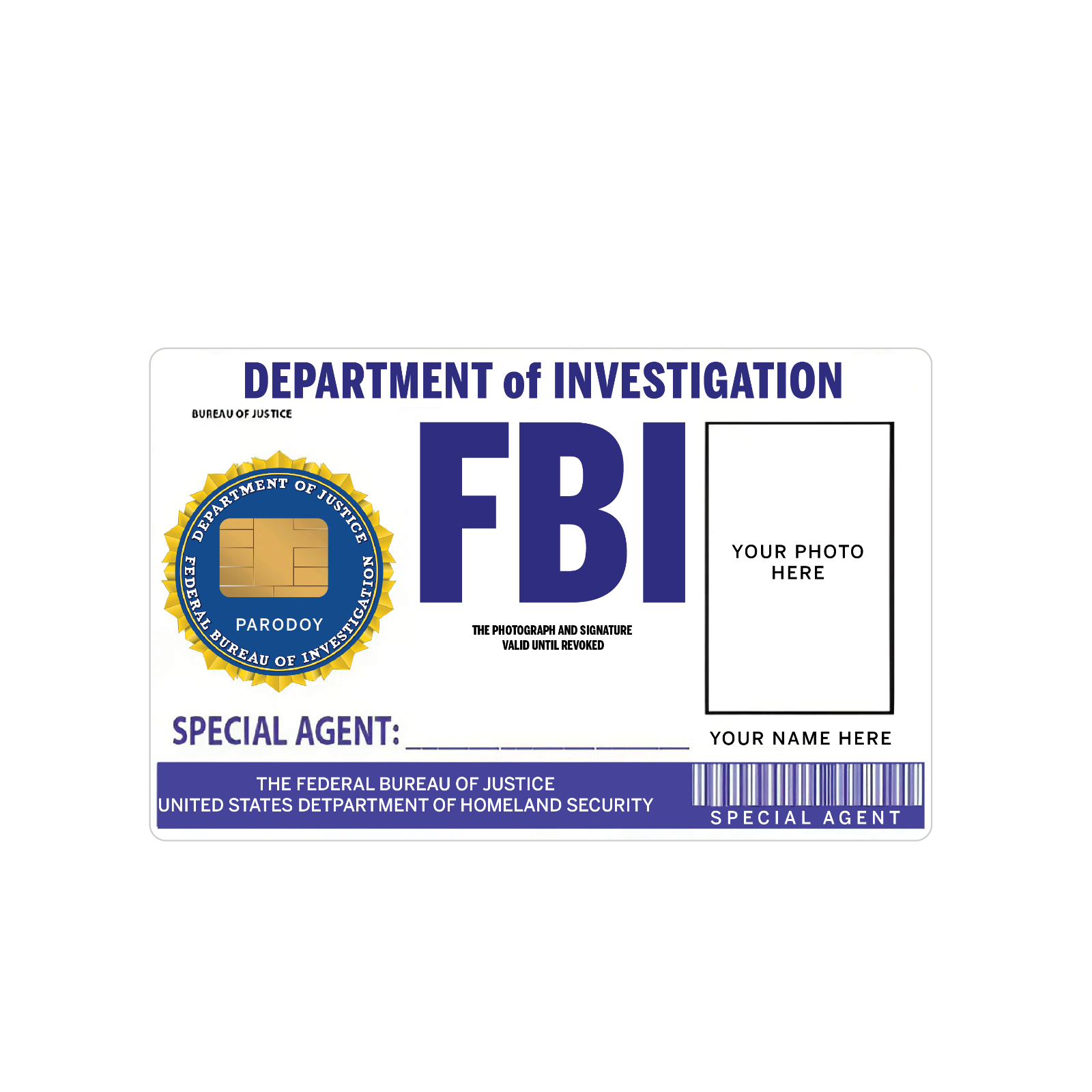 Custom FBI Agent ID Card Skin (2-Pack) | Personalized with Your Photo & Name Pro Unbranded