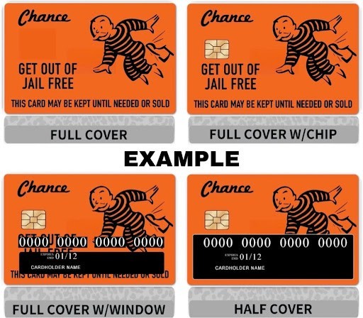 Classic Credit Card Red Retro Decal 4 Pack Script Font All Chip Cutouts Any Custom Product