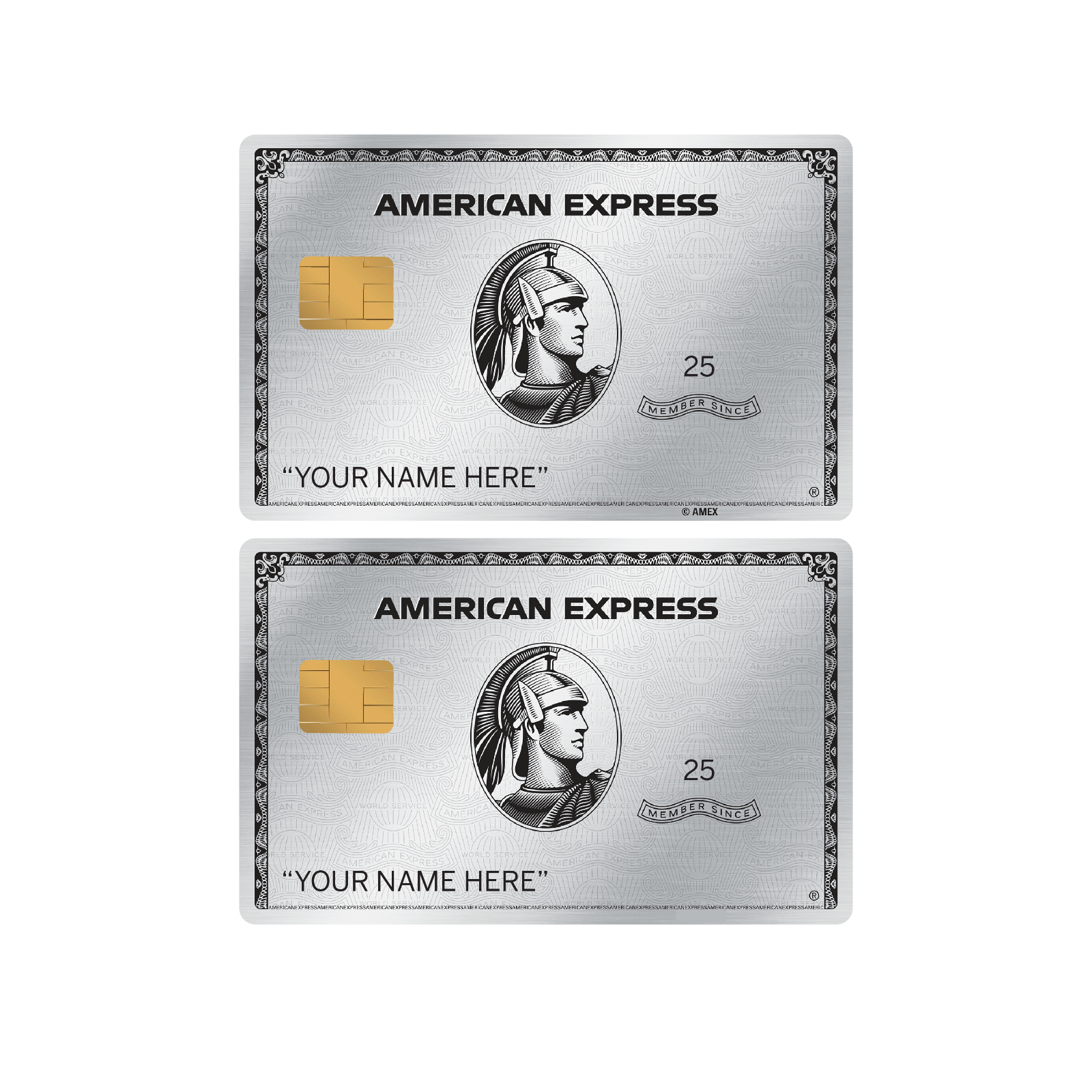 Custom AE Express Platinum Card Skin 2-Pack Personalized with Your Name (L-Chip) Anycustomproduct.com