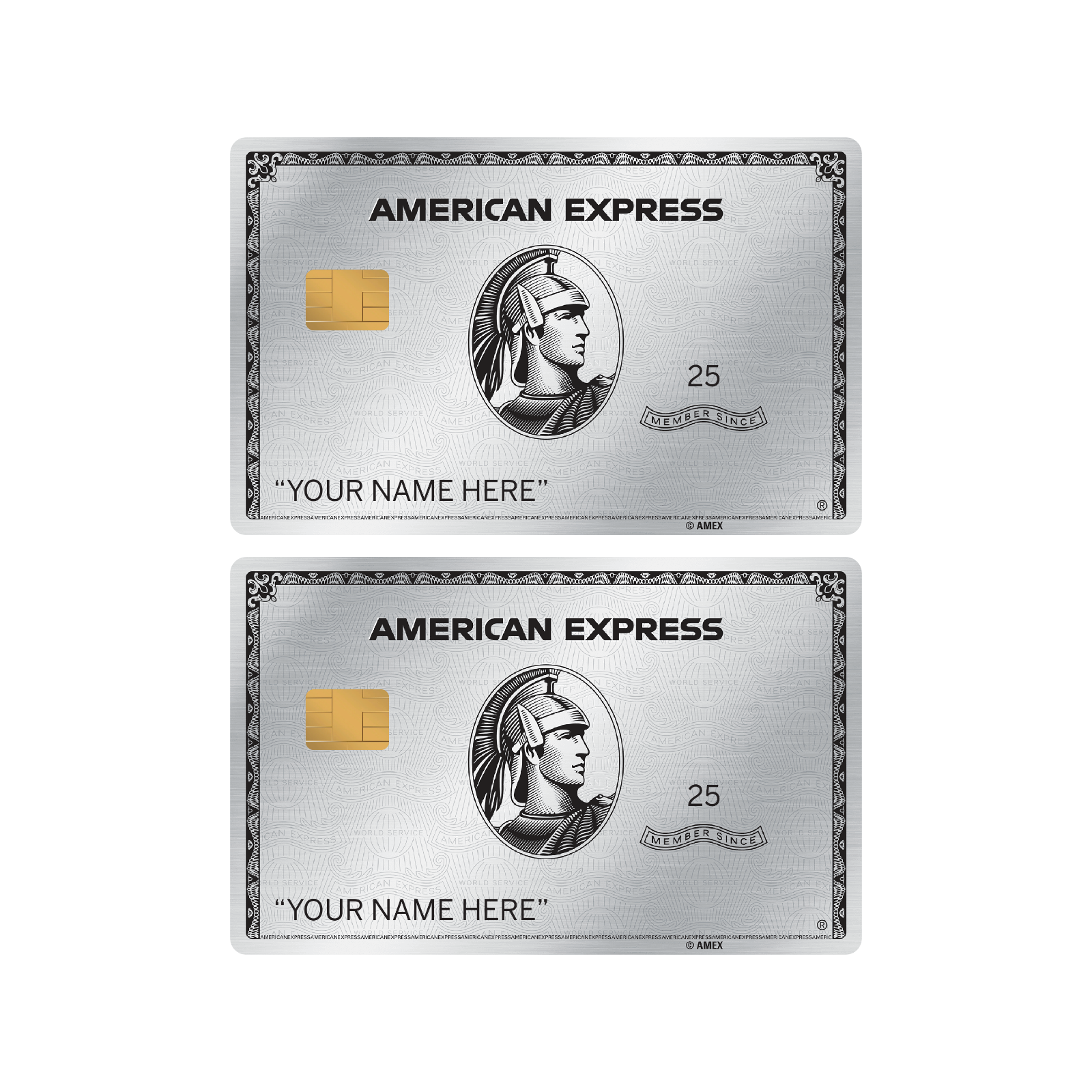Custom AE Express Platinum Card Skin 2-Pack Personalized with Your Name (S-Chip) Anycustomproduct.com