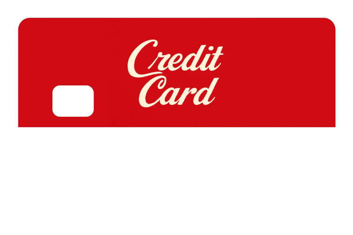Classic Credit Card Red Retro Decal 4 Pack Script Font All Chip Cutouts Any Custom Product
