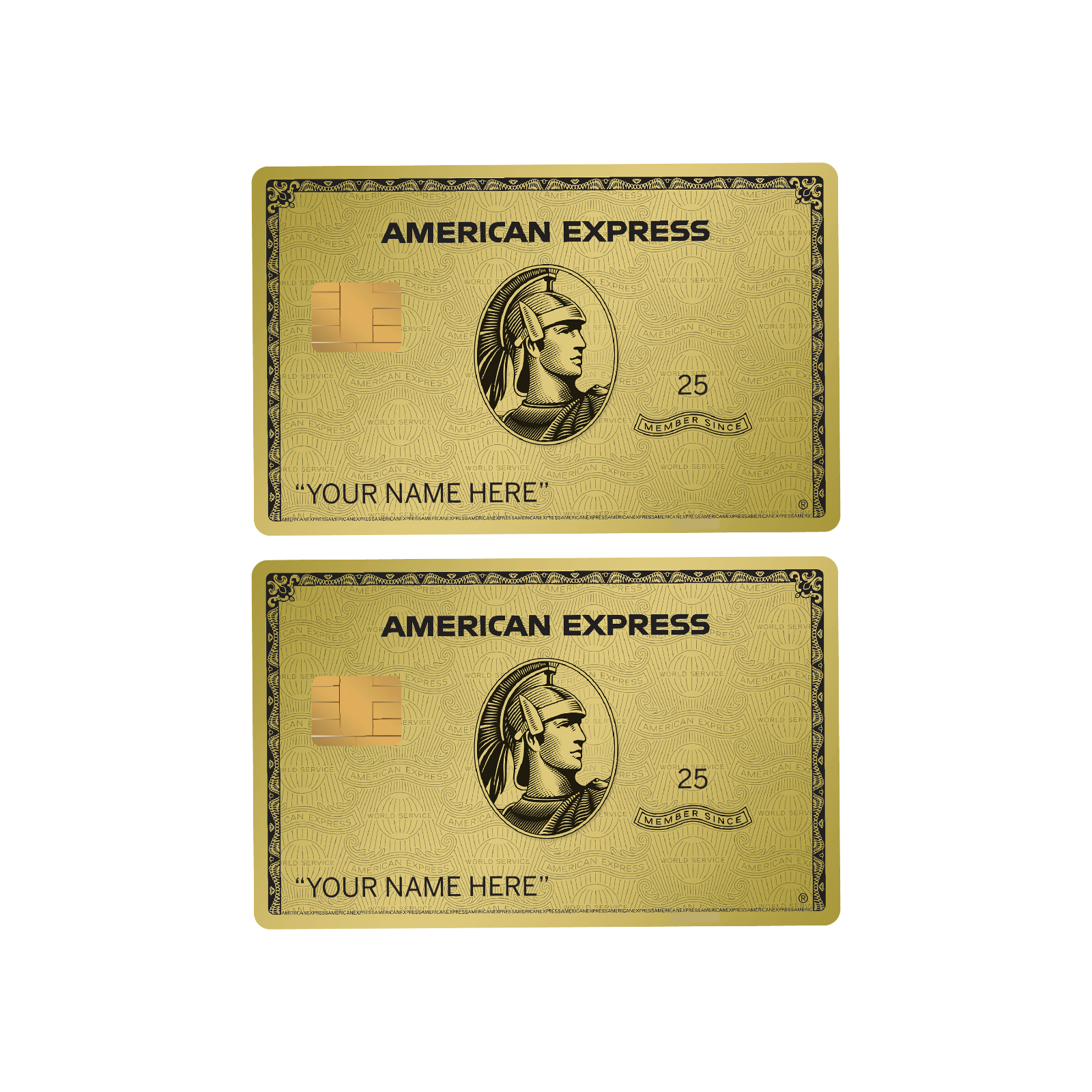 Custom AMEX Gold Card Skin (2-Pack) | Personalized Name | FITS BIG CHIP Anycustomproduct.com