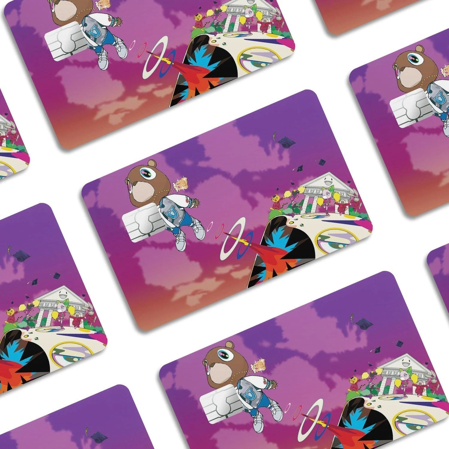 4-Pack College Bear / Graduation Theme Credit Card Skin Vinyl Decal Sticker Cove Any Custom Product