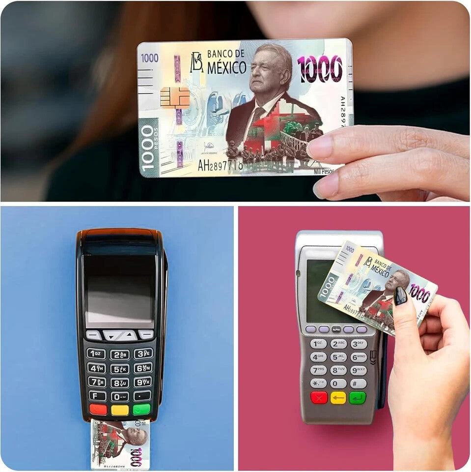 Credit Card Skin Mexico Amlo 1000 Peso Vinyl UV Stickers Card Covers Pack of 2 Any Custom Product