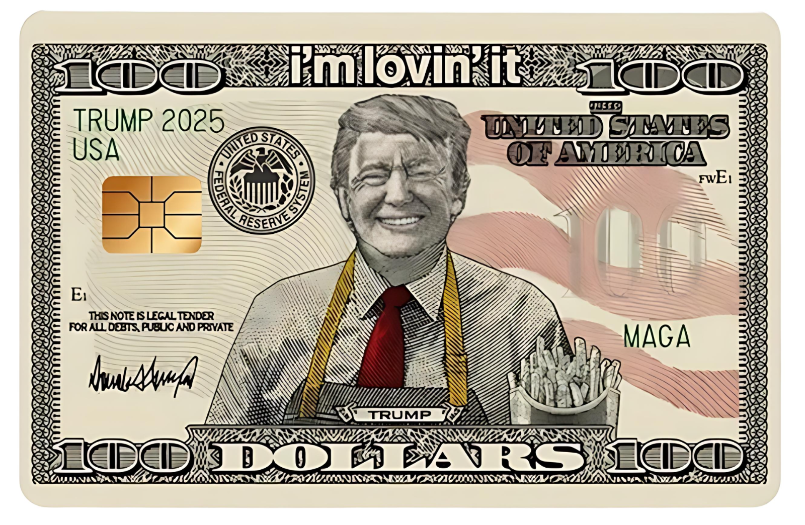 Trump 'I'm Lovin' It' Bill Credit Card Skin 2-Pack - Funny Parody Decal Anycustomproduct.com