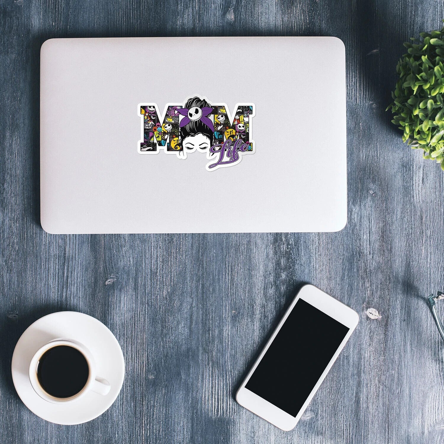 Mom Life Sticker (2-Pack) Jack Skellington Decal | 5" Halloween Car Laptop Vinyl Any Custom Product