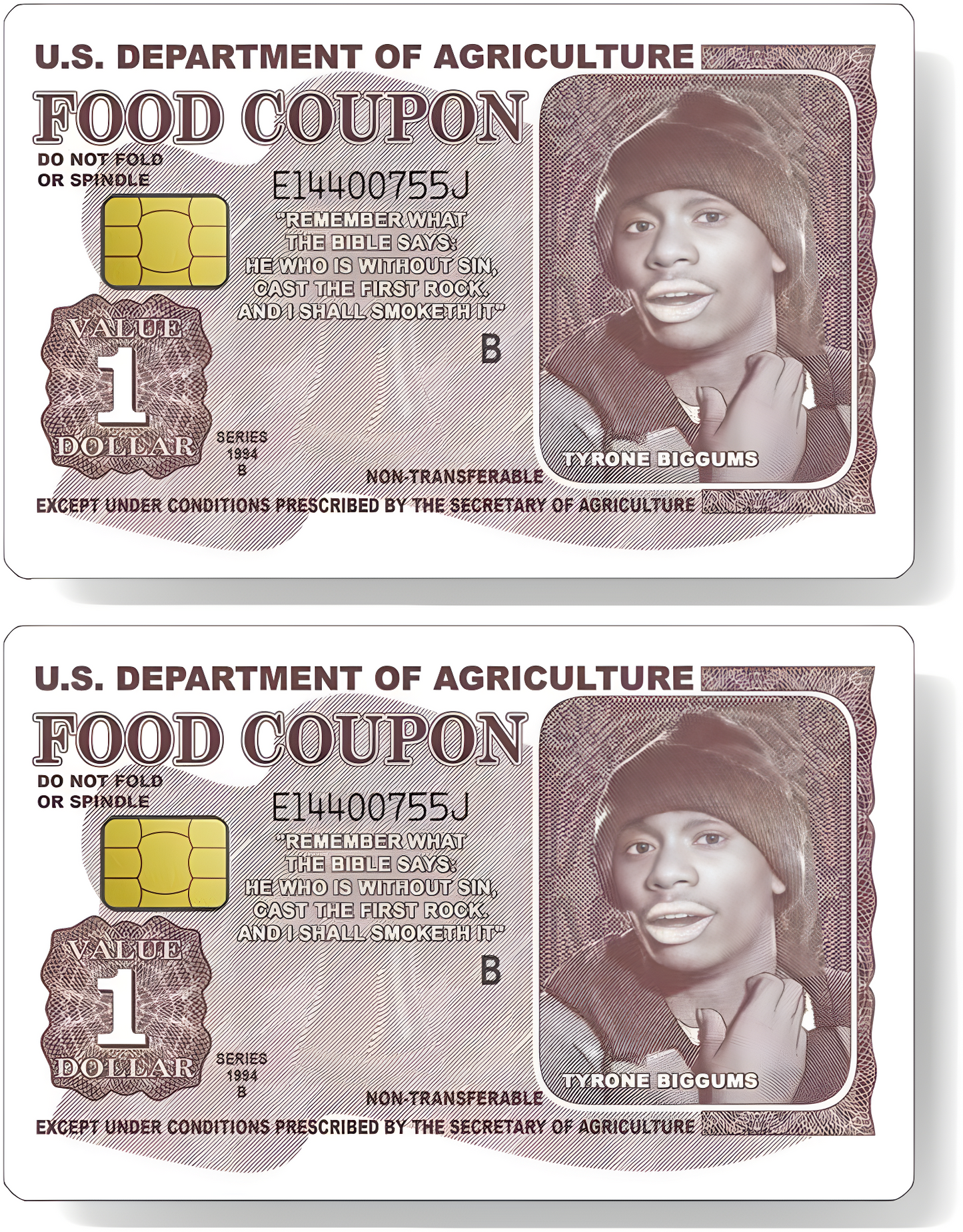 Tyrone Biggums Vinyl Credit Card Sticker 2-Pack – Fits Big and Small Chips – Durable Peel-and-Stick Custom Card Wrap for Fun Personalization