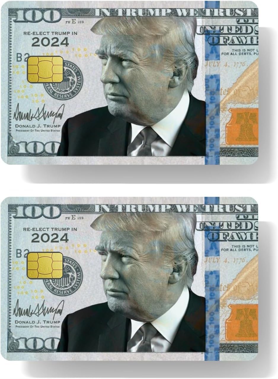 Trump Credit Card Sticker Skin $100 Bill-Inspired Design – Durable, Waterproof, and Patriotic Card Skins Pack of 2