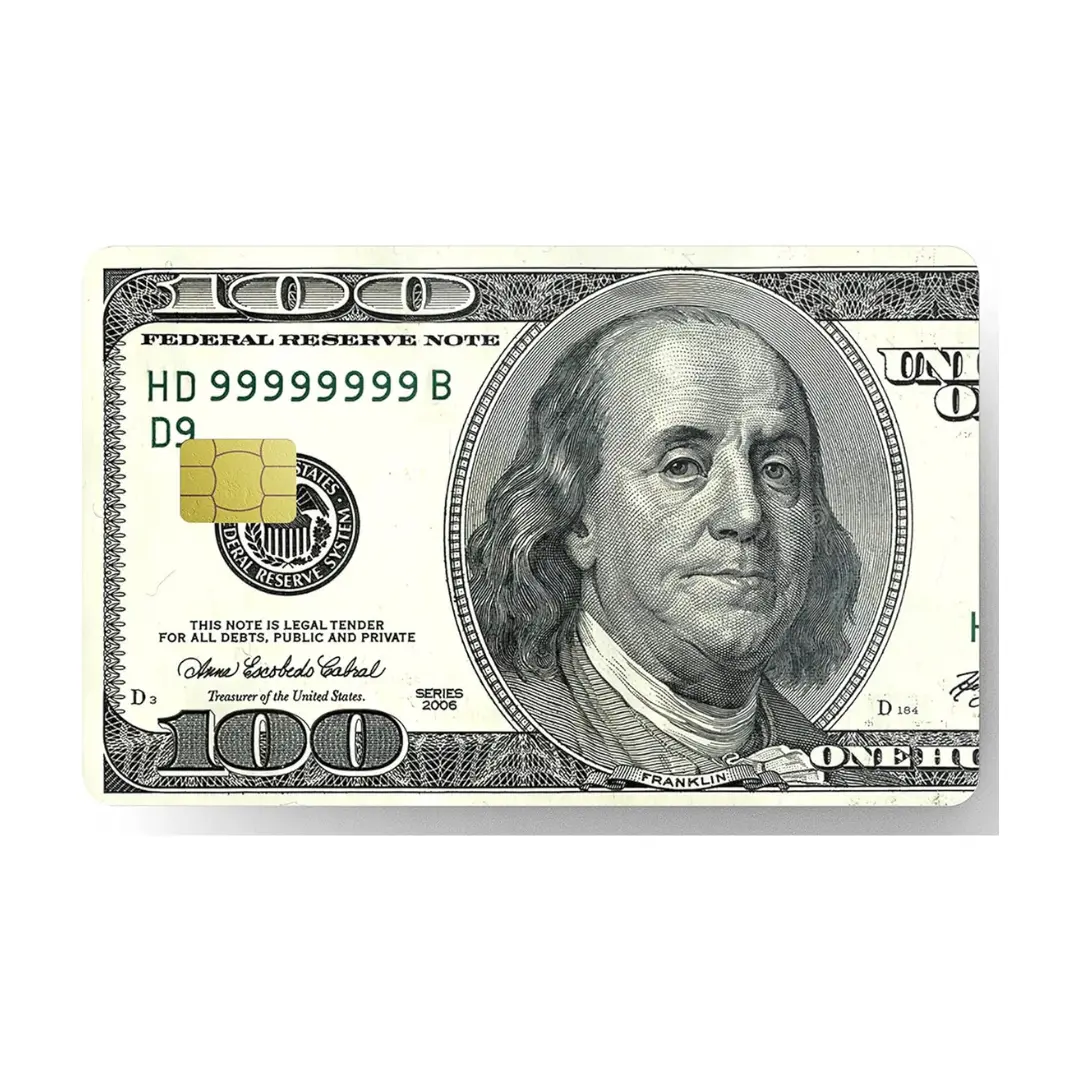 US $100 Custom Vinyl Credit Card Sticker
