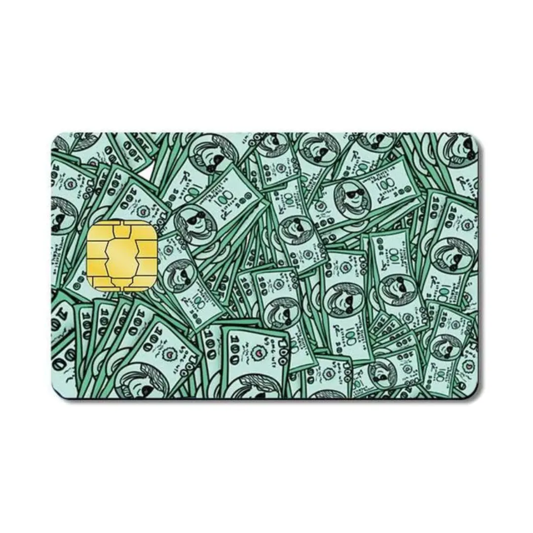 Funky Dollar Notes Custom Vinyl Credit Card Sticker
