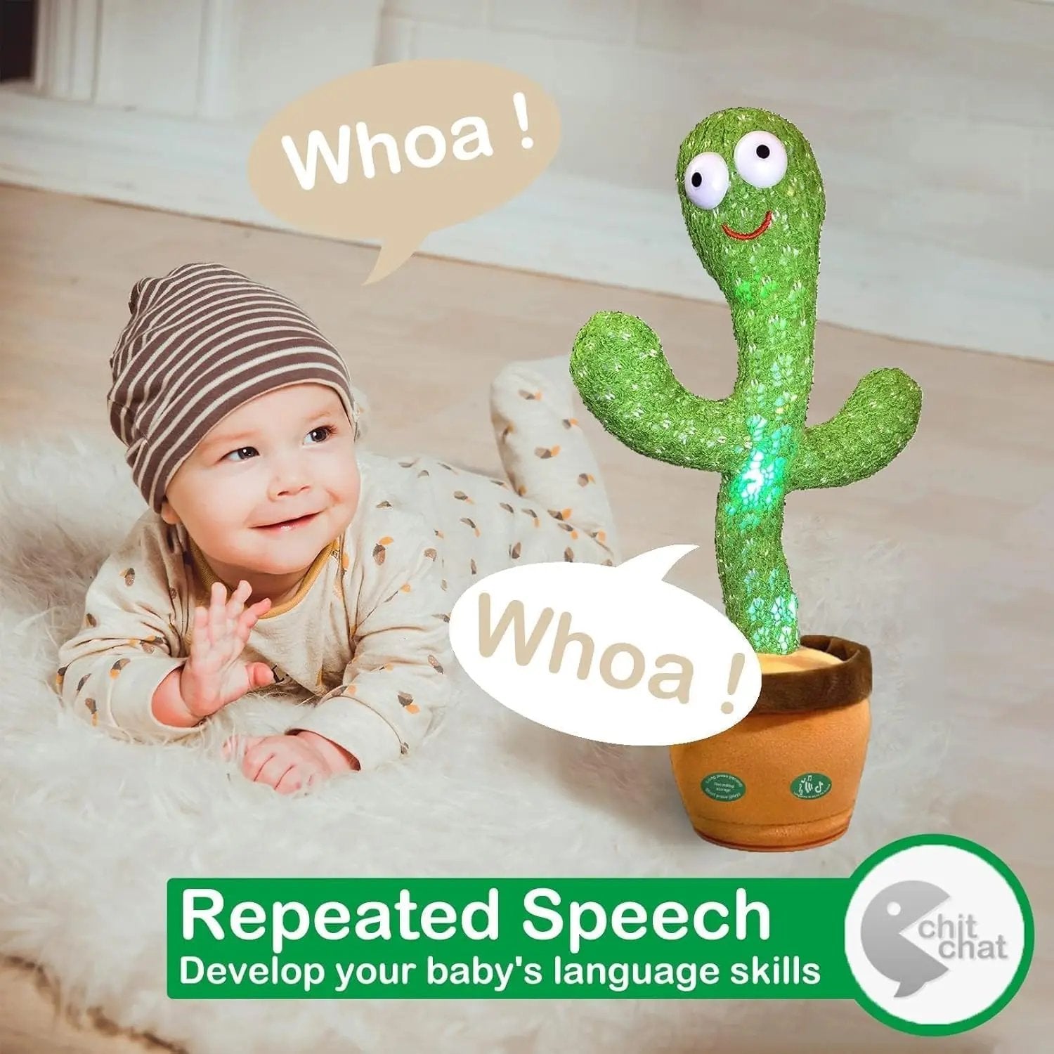 Dancing Talking Cactus Mimicking Toy,Talking Repeat Singing Sunny Cactus Toy 120 Pcs Songs for Baby 15S Record Your Sound Sing+Dancing+Recording+LED AnyCustomproduct
