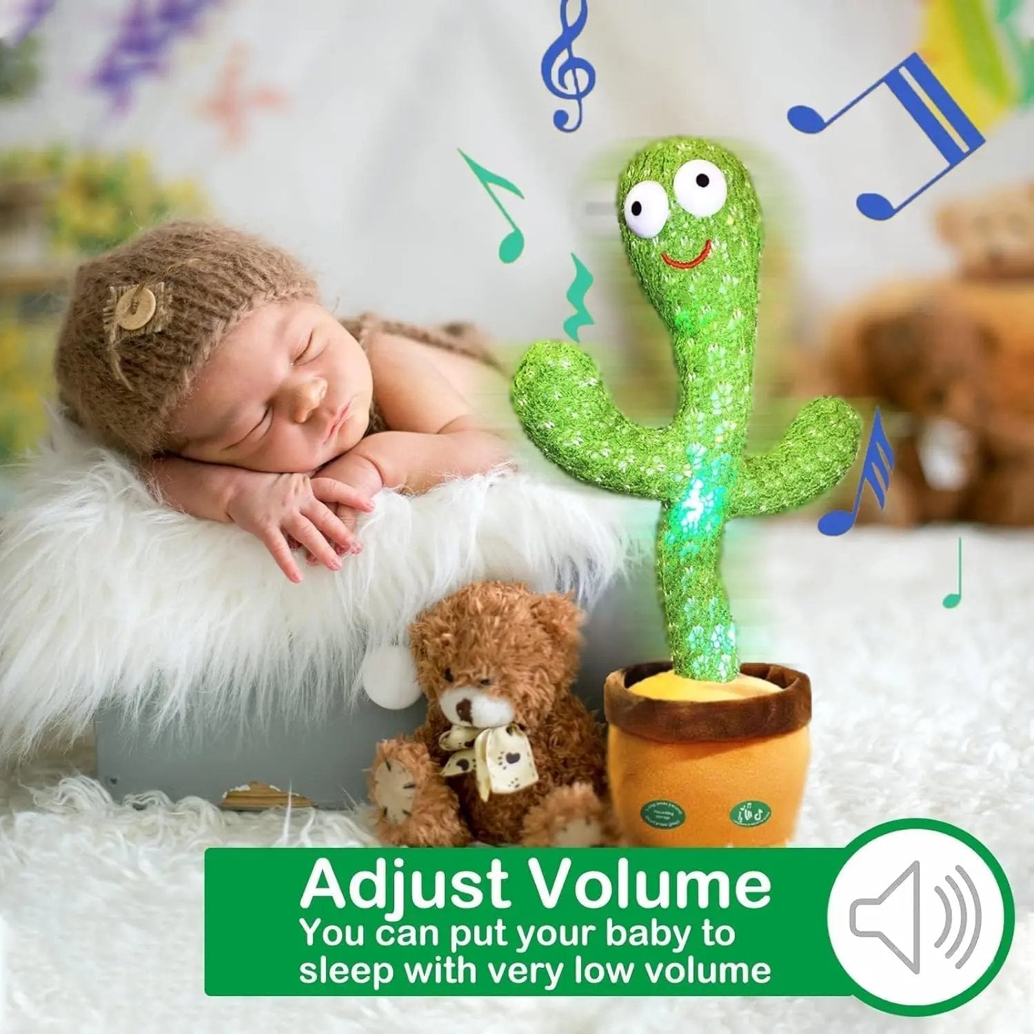 Dancing Talking Cactus Mimicking Toy,Talking Repeat Singing Sunny Cactus Toy 120 Pcs Songs for Baby 15S Record Your Sound Sing+Dancing+Recording+LED AnyCustomproduct