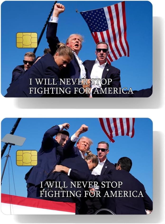 2PCS Trump Rally attack 2024 Credit Card Skin Debit Card Skin Cover Credit Card Sticker Cover Card Stickers for Debit Cards and Credit Cards Credit Card Cover